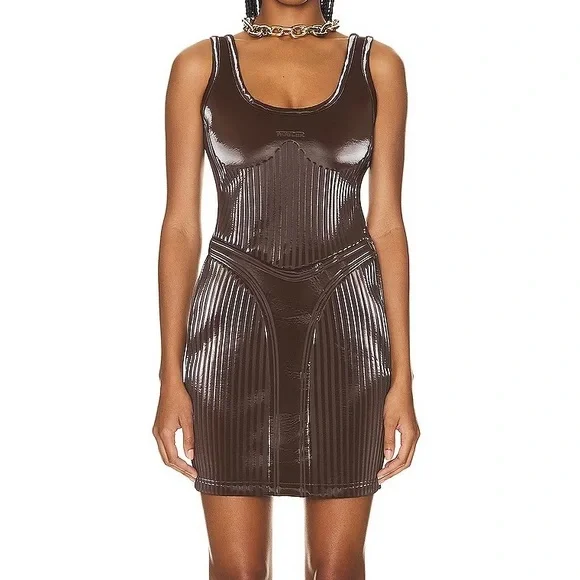 Mugler | Dresses | Mugler Embossed Mini Dress | Poshmark